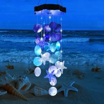 Solar Wind Chimes Zeiliuled, luzes externas brancas e azuis Solar Wind Chimes Zeiliuled, luzes externas brancas e azuis