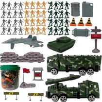 Soldadinhos de Brinquedo Miniatura Militar + Caminhões de Guerra