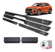 Soleira Aço Inox Audi Q3 2020 2021 Preto Alto Relevo