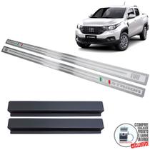 Soleira Aço Inox Fiat Strada 2021/ Prata Alto Relevo