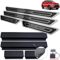 Soleira Aço Inox Mitsubishi Eclipse Cross Preto Alto Relevo - JR