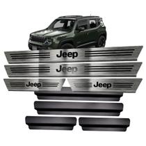 Soleira Aço Inox Premium Com Dobra Jeep Renegade + Vinil - Metal Racing