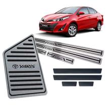 Soleira Com Vinil + Descanso Toyota Yaris 2018 2019 Preto - JR PARTS