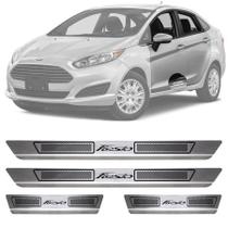 Soleira de Aço Inox Escovado Ford New Fiesta 4 Portas 2013 14 15 16 17 18 19