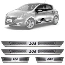 Soleira de Aço Inox Escovado Peugeot 208 4 Portas 2013 14 15 16 17 18 19
