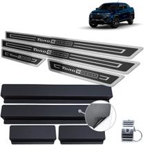 Soleira Fiat Toro S-Design Aço Inox Preto Alto Relevo