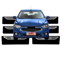 Soleira Proteção Porta Aço Inox Adesivo Preto Chevrolet Onix