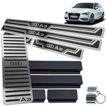 Soleiras Com Descanso Aço Inox Audi A3 2014 a 2020 Preto