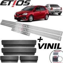 Soleiras Com Vinil Toyota Etios 2013/2019 Prata Baixo Relevo