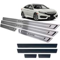 Soleiras Em Aço Inox Honda Civic 2017 A 2022 Preto