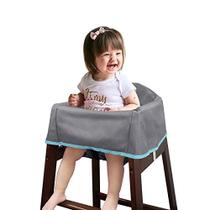 Solfres Dual-Belt High Chair Cover, Baby High Chair Cover, Versão Upgrade, para Cadeira Alta de Madeira ou Restaurante, Material Resistente e Robusto, Cinza