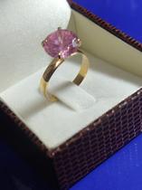 Solitário Anel Pedra Rosa 10 mm Ouro 18 Kilates Peso 3.50 Gramas Maciço Pedra Zircônia 10 mm Todas as Cores de Pedra Solitário Anel Pedra Rosa 10 mm Ouro 18 Kilates Peso 3.50 Gramas Maciço Pedra Zircônia 10 mm Todas as Cores de Pedra