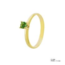 Solitário Minimalista Ponto de Luz Verde 3,5mm em Ouro 18k