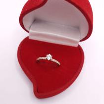 Solitario Moeda Antiga 6 Garras Cravejado Feminino Delicado Garantia Eterna Acompanha Estojo Veludo