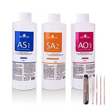 Solução de Peeling Aqua Premium c/ 4 Agulhas Removedoras de Cravos p/ Dermaabrasão Facial (AS1 SA2 AO3, 400mlx3)