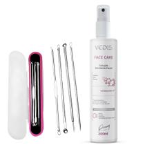 Solução Emoliente para Cravos Vedis+ 4 Curetas Aço Inox para Extração Segura Solução Emoliente para Cravos Vedis+ 4 Curetas Aço Inox para Extração Segura