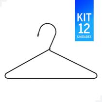 Solução Prática: Kit com 12 Cabides Pretos Compactos para Seu Armário