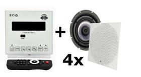 Som Ambiente Amplificador Parede + 4 Caixas De Som Embutir