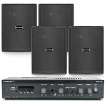 Som Ambiente Bluetooth Amplificador Receiver Frahm Slim 1600 Com 4 Caixas Ps200 Frahm