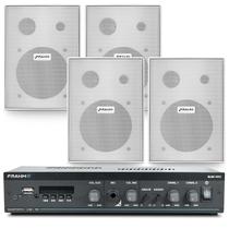 Som Ambiente Bluetooth Amplificador Receiver Frahm Slim 1600 Com 4 Caixas Ps200 Frahm