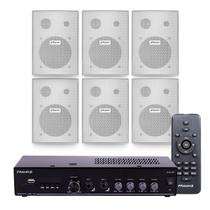 Som Ambiente Bluetooth Amplificador Receiver Frahm Slim 2000 Com 6 Caixas Ps200 Frahm