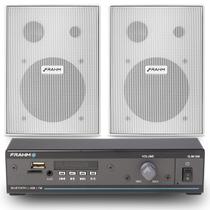 Som Ambiente Bluetooth Amplificador Receiver Frahm Slim 500 Com 4 Caixas Ps200 Frahm