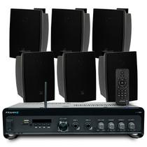 Som Ambiente Igreja Eventos Chacara Bluetooth Usb + 6 Jbl Caixa Potente Cor Preta