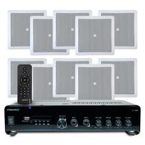 Som Ambiente Jbl 10 Arandelas Teto Gesso Embutir + Receiver Bluetooth Usb Controle Remoto