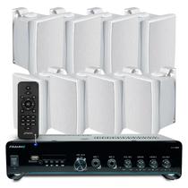 Som Ambiente Jbl Academia 08 Caixas Jbl C521 + Amplificador Bluetooth Usb Sd Controle Remoto