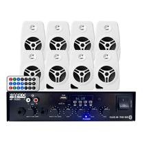 Som Ambiente Mf9000 Bluetooth + 8 Falantes Caixa Branco
