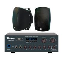 Som Ambiente Sumay Kit Amp.Sm-Ap2000+2 Caixas Preto 200w-Preto