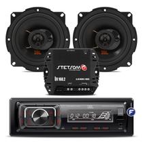 Som Automotivo Bluetooth Jbl Usb Sd Sem Toca Cd + 2 Alto Falantes 5 Pol Jbl + Amplificador Stetsom