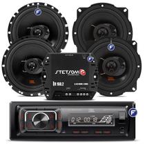 Som Automotivo Bluetooth Mp3 Player Jbl Usb Sd + 4 Alto Falantes jbl + Amplificador Stetsom