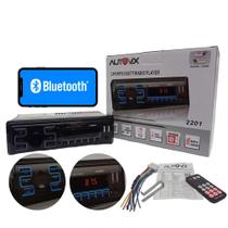 Som Automotivo Bluetooth Radio Aparelho Mp3 2 USB AUX RCA Cartão SD FM Carregador celular Universal 1din com controle