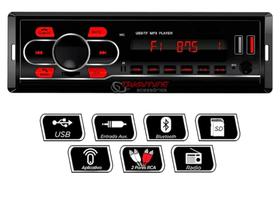 Som Automotivo Carro Radio FM MP3 Bluetooth 2 Entradas USB SD Player