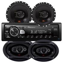 Som Automotivo Mp3 Player Pioneer Bluetooth Usb Mvh-s235bt + 4 Alto Falantes Jbl 6 Pol 6x9 Pol