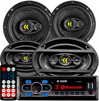 Som Automotivo Radio Bluetooth Falante Bravox 6 + 6x9 Revo