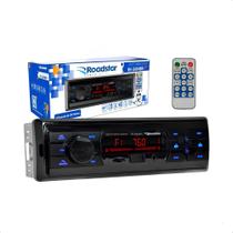 Som Automotivo Rádio FM Bluetooth Micro SD Auxiliar USB RCA com Controle LED Vermelho Roadstar - RS-2604BR Plus