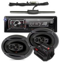 Som Automotivo Radio Mp3 Player Jbl Bluetooth + 2 Falante 6x9 Pol + Antena e Amplificador Stetsom