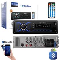 Som Automotivo Roadstar Bluetooth/Micro SD/USB/FM/ISO/MP3/Aux Com Controle Remoto Painel Touch Fixo LED Azul - RS2720BR