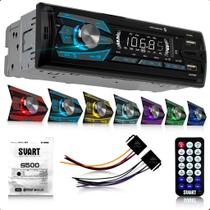 Som Automotivo Svart S500 Bluetooth Leitor Cartão Sd Usb Svart LED que muda de cor