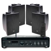 Som Para Supermercado Hotel Empresas Eventos 4 Caixa Jbl Potente Preta + Amplificaor Bluetooth