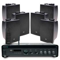 Som Para Supermercado Hotel Empresas Eventos 6 Caixa Jbl Potente Preta + Amplificaor Bluetooth