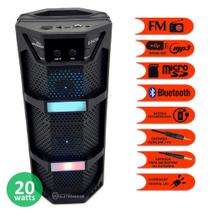 Som Portátil Torre 20W Bluetooth Entrada Auxiliar P2 e Mic, Rádio FM DS4230