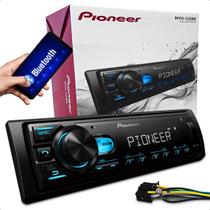 Som Pra Carro Automotivo Rádio Pioneer 1 Din Midia Receiver 1 Din MVH 145BR Bluetooth Comando de Volante Entrada USB