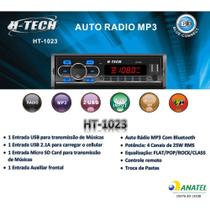 Som Rádio Automotivo Bluetooth Usb Card Sd Aux Fm Mp3 H-tech