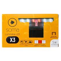 Soma Luminaria Led X3 Preta 5W Branco/Vermelho AUTOVOLT Soma Luminaria Led X3 Preta 5W Branco/Vermelho AUTOVOLT