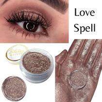 Sombra asa de borboleta pigmento e glitter cor Love Spell - Bitarra Beauty microparticulas em po com alta pigmentação e brilho para sua maquiagem