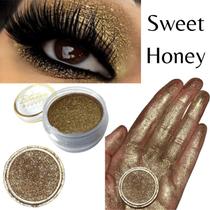 Sombra asa de borboleta Pigmento e Glitter Cor Sweet Honey - Bitarra Beauty microparticulas em po com alta pigmentação e brilho para sua maquiagem