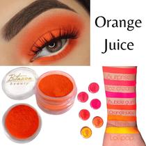 Sombra asa de borboleta ultrapigmento Cor Neon Orange Juice - Bitarra Beauty microparticulas em po com alta pigmentação organica e artististica